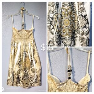 Elegant Cream and Gold Women's Dress